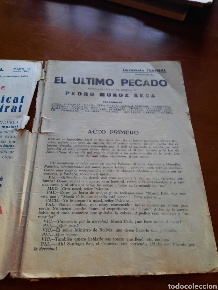 Collezionismo di Riviste e Giornali: LA REVISTA TEATRAL. EL ULTIMO PECADO