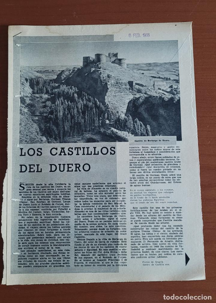 Coleccionismo de Revistas y Peri&oacute;dicos: Recortes ABC 6-2-66 Los castillos del Duero. Pe&ntilde;aranda, Berlanga, Gormaz