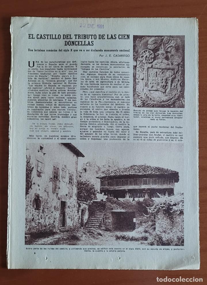 Coleccionismo de Revistas y Peri&oacute;dicos: Recortes ABC 22-1-61 El castillo del tributo de las cien doncellas