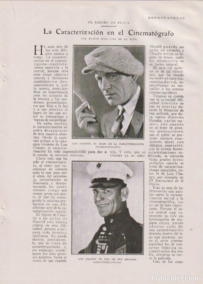 Coleccionismo de revistas y peri&oacute;dicos: * CINE * LON CHANEY * La caracterizaci&oacute;n en el cinemat&oacute;grafo / Ram&oacute;n Mart&iacute;nez - 1928