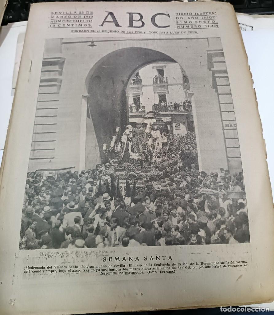Coleccionismo de Revistas y Peri&oacute;dicos: SEMANA SANTA SEVILLA, 1940, ABC 23 MARZO 1940, EL PASO DE LA SENTENCIA EN EL ARCO DE LA MACARENA
