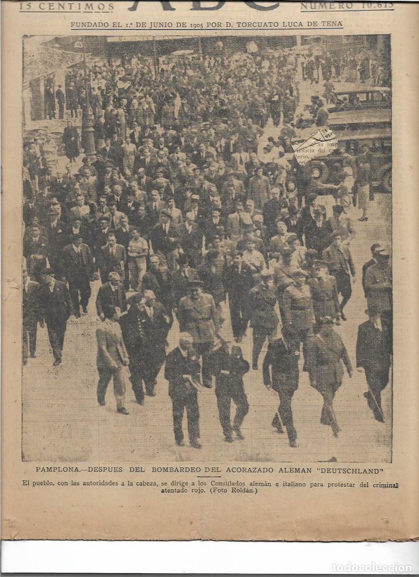Collezionismo di Riviste e Giornali: 1937 GUERRA CIVIL PAMPLONA DUELO BOMBARDEO ACORAZADO ALEMAN DEUTSCHLAND GONZALEZ BYASS
