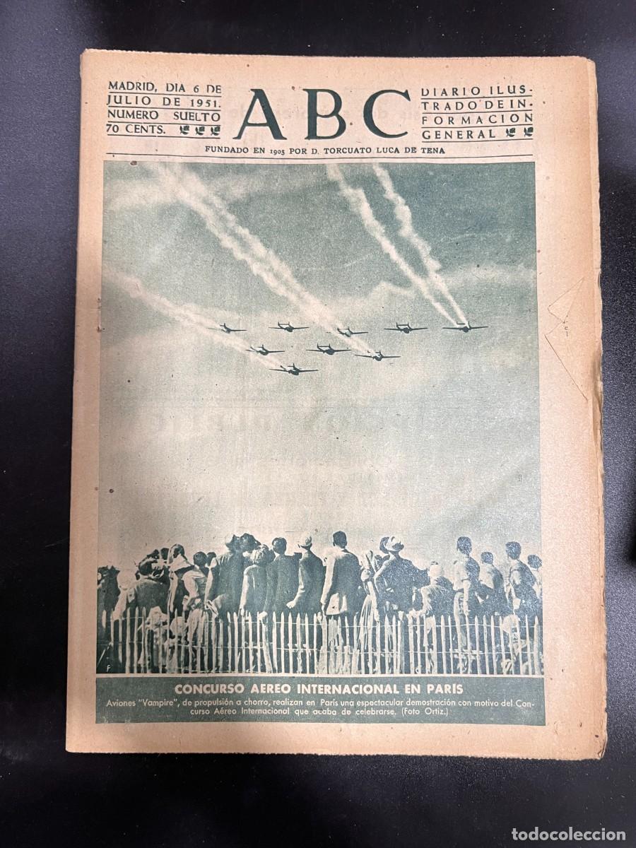 Coleccionismo de Revistas y Peri&oacute;dicos: ABC. JULIO 1951. N&ordm; 14146. CONCURSO AEREO INTERNACIONAL EN PARIS. LEER