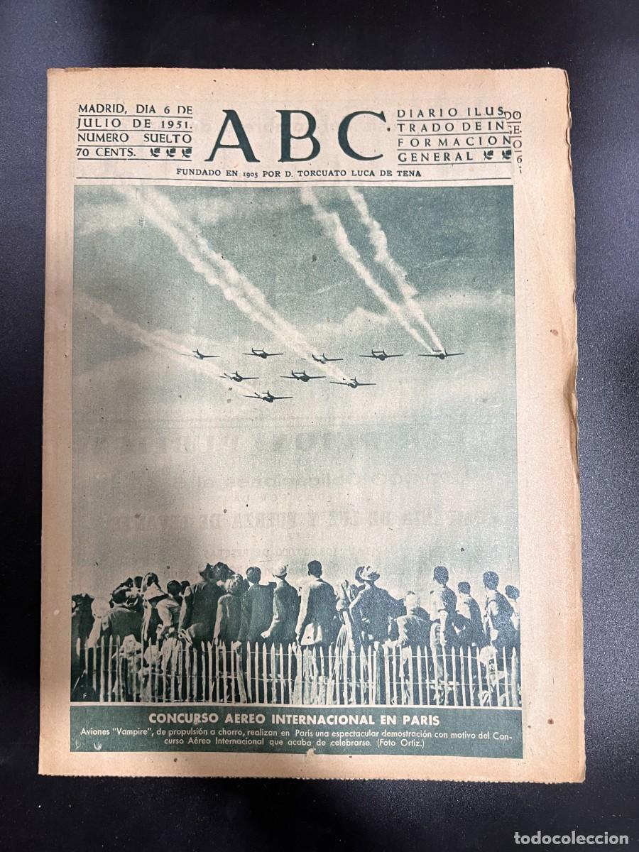 Coleccionismo de Revistas y Peri&oacute;dicos: ABC. JULIO 1951. N&ordm; 14146. CONCURSO AEREO INTERNACIONAL EN PARIS. LEER