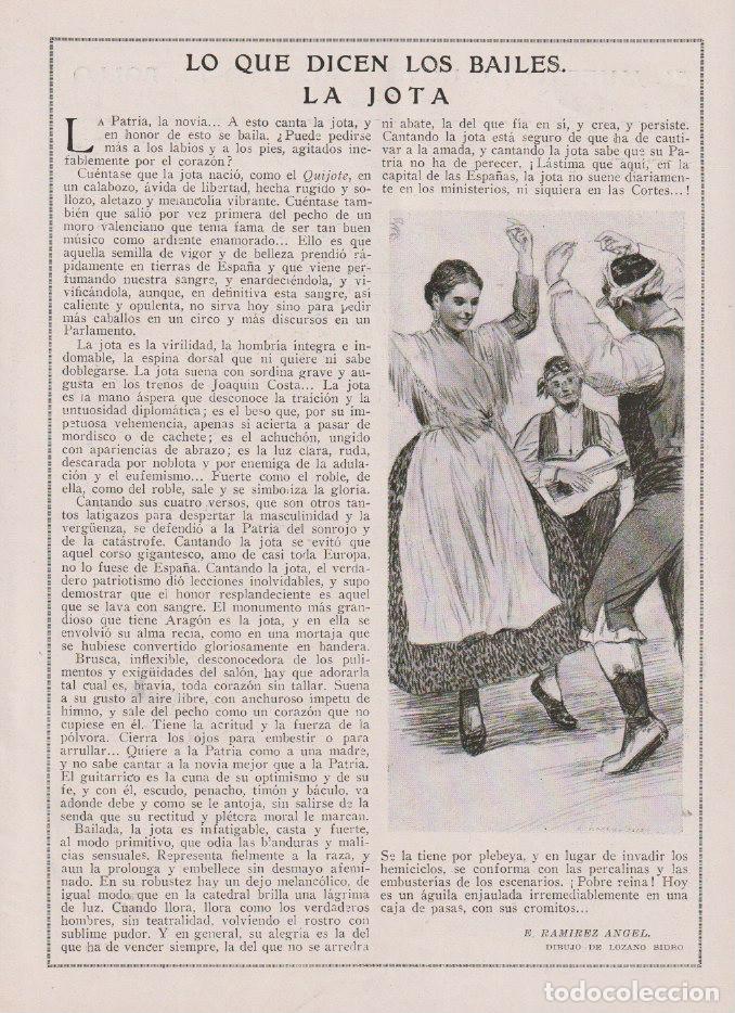 Coleccionismo de revistas y peri&oacute;dicos: Lo que dicen los bailes: la jota / E. Ram&iacute;rez Angel; dibujo de Lozano Sidro - 1923