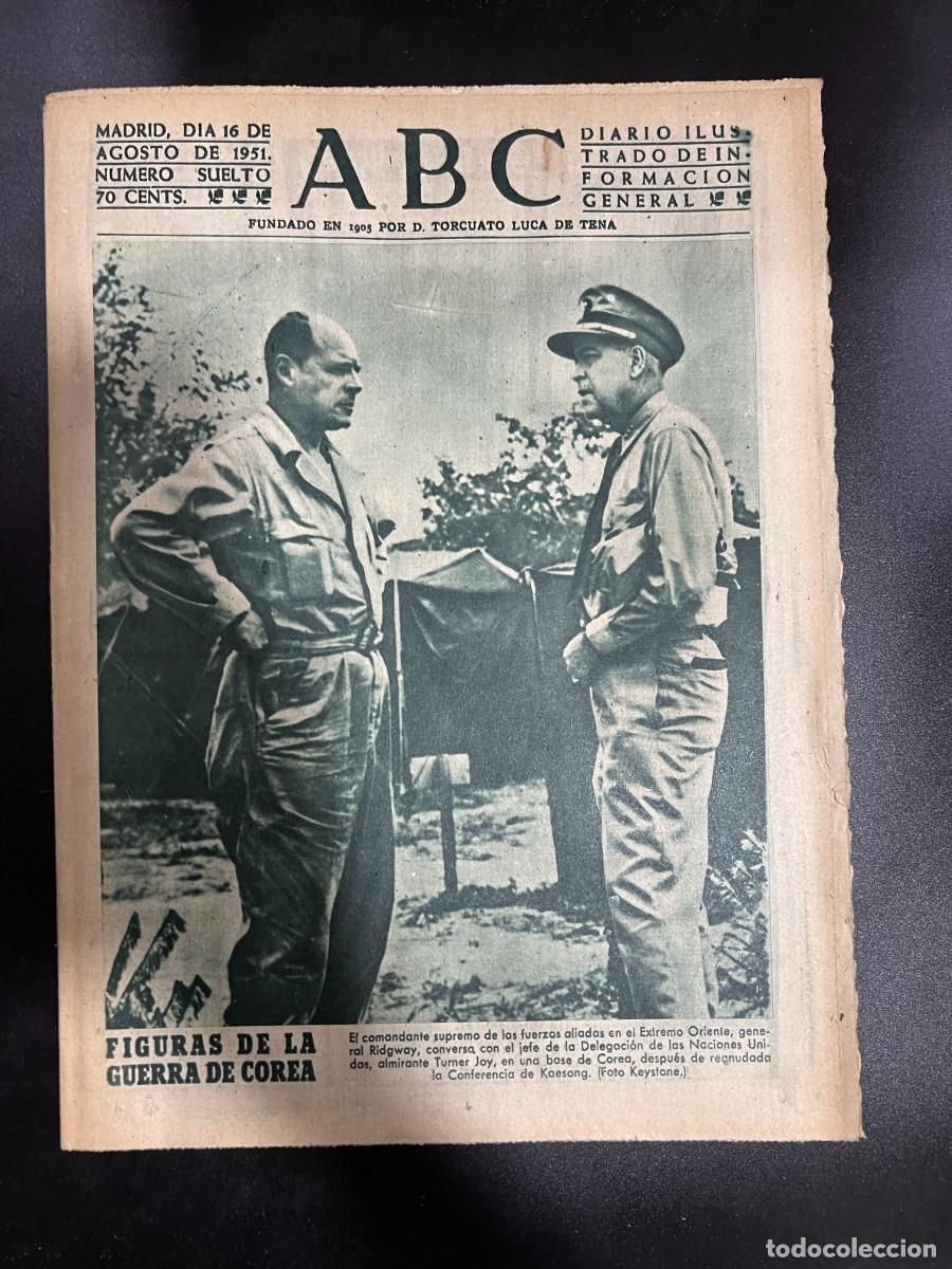 Coleccionismo de Revistas y Peri&oacute;dicos: ABC. AGOSTO 1951. N&ordm; 14181. FIGURAS DE LA GUERRA DE COREA. RIDGWAY Y TURNER JOY. LEER