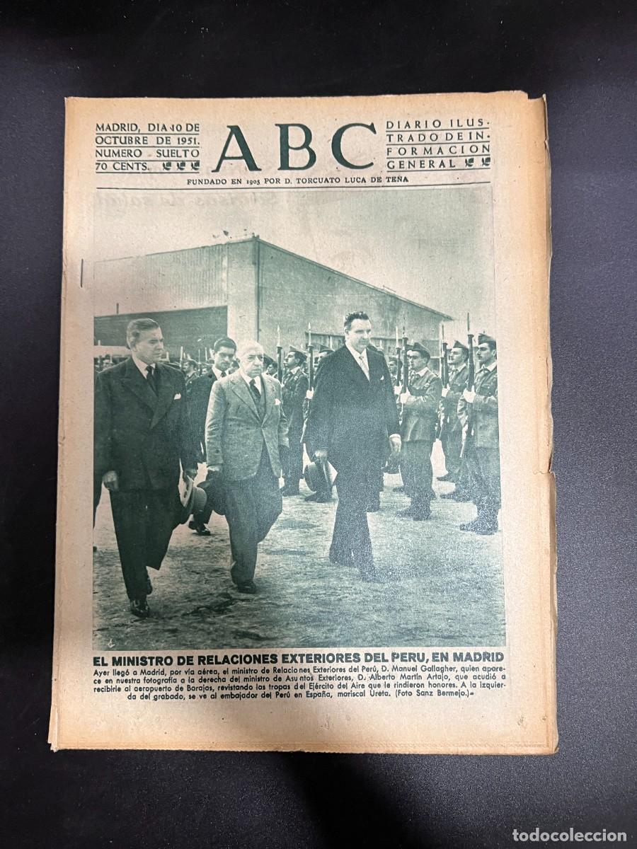 Coleccionismo de Revistas y Peri&oacute;dicos: ABC. OCTUBRE 1951. N&ordm; 14228. EL MINISTRO DE RELACIONES EXTERIORES DE PERU VISITA MADRID. LEER