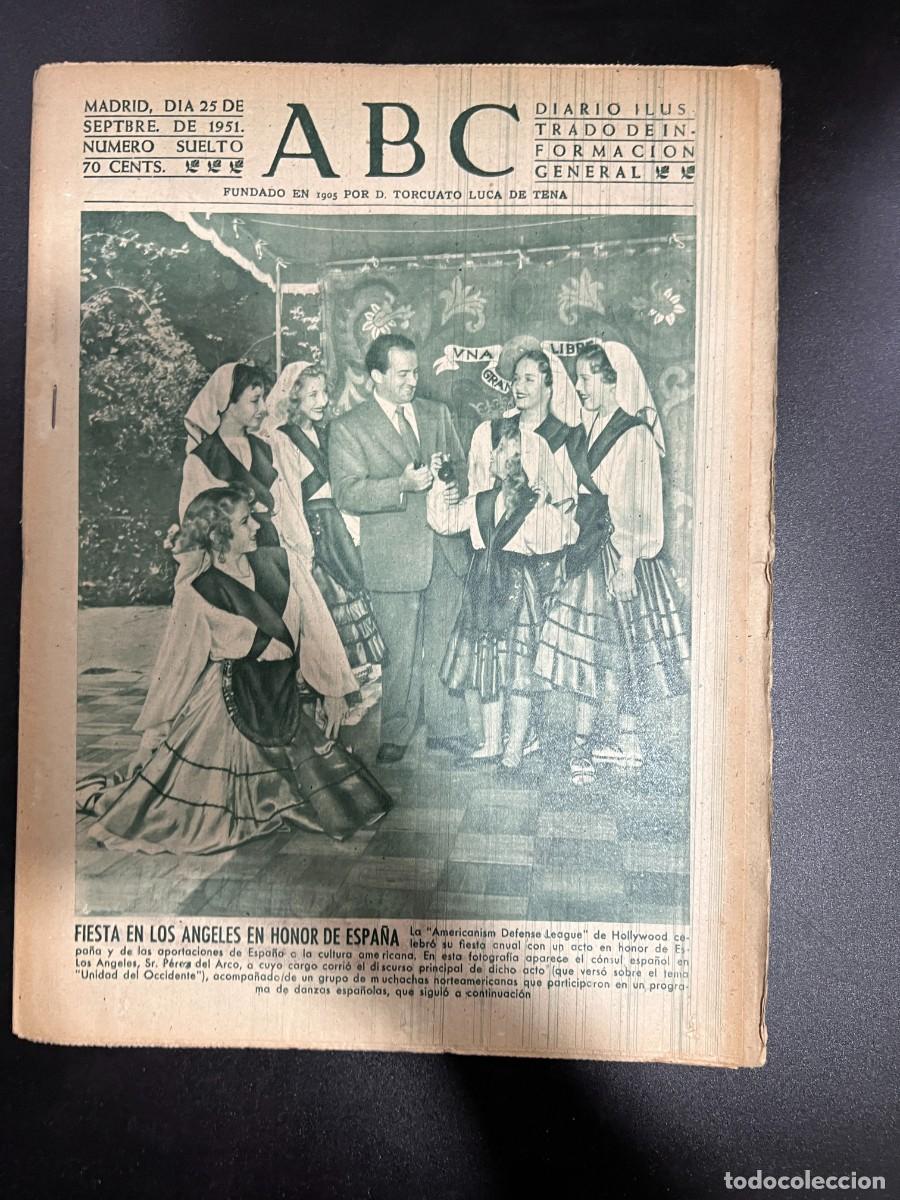 Coleccionismo de Revistas y Peri&oacute;dicos: ABC. SEPTIEMBRE 1951. N&ordm; 14215. FIESTA EN LOS ANGELES EN HONOR A ESPA&Ntilde;A. LEER