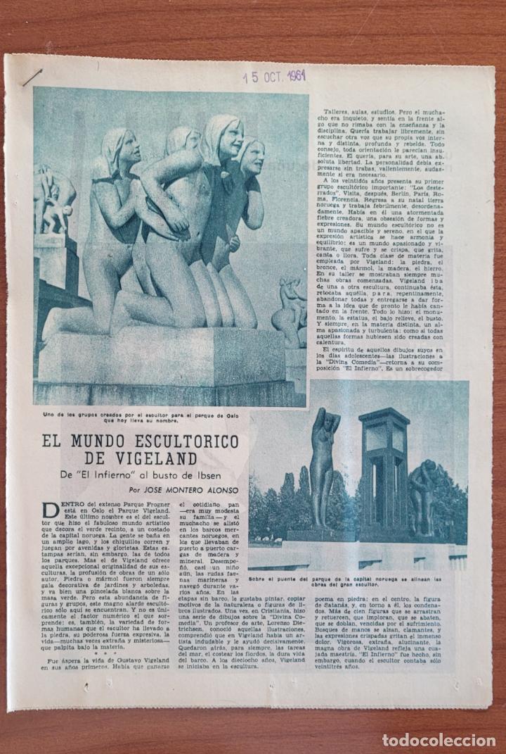 Coleccionismo de Revistas y Peri&oacute;dicos: Recortes ABC 15-10-61 El mundo desconocido de Vigeland. (Parque Frogner, Oslo)