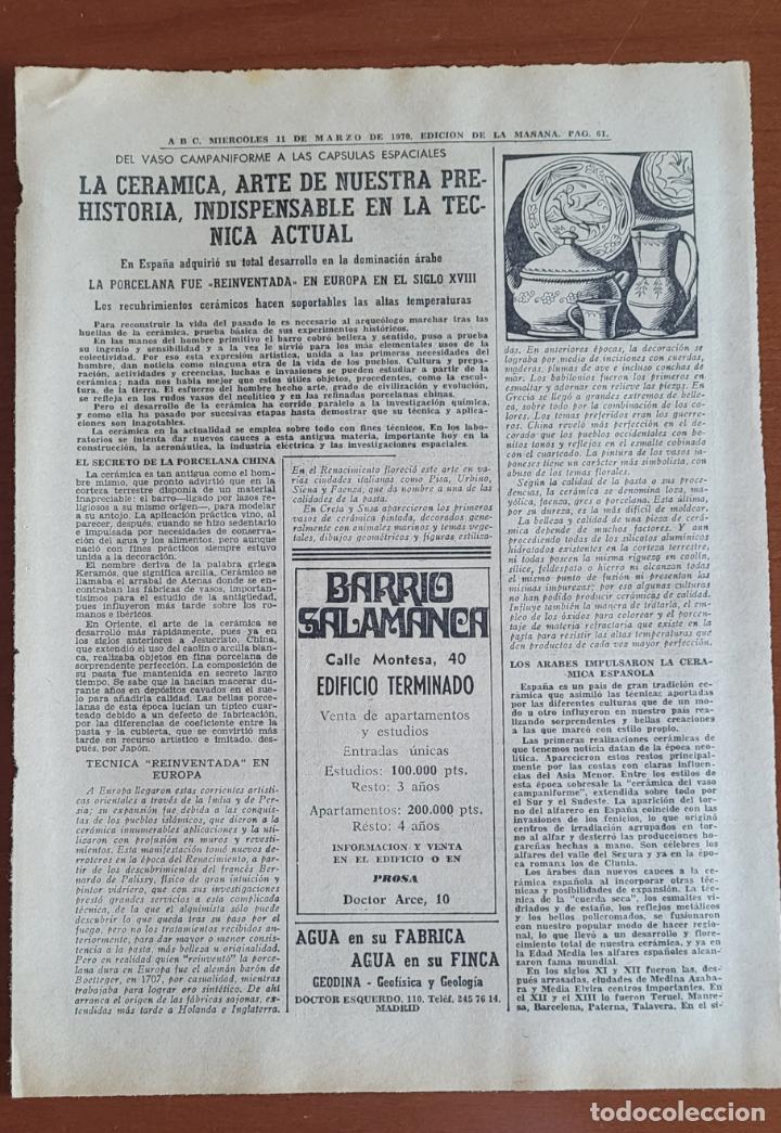 Coleccionismo de Revistas y Peri&oacute;dicos: Recorte ABC 11-3-70 La cer&aacute;mica, arte de nuestra prehistoria