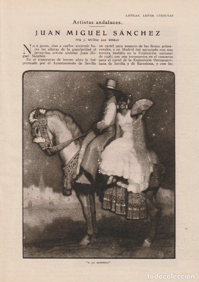 Coleccionismo de Revistas y Peri&oacute;dicos: * PINTURA * Juan Miguel S&aacute;nchez / por J. Mu&ntilde;oz San Rom&aacute;n - 1928