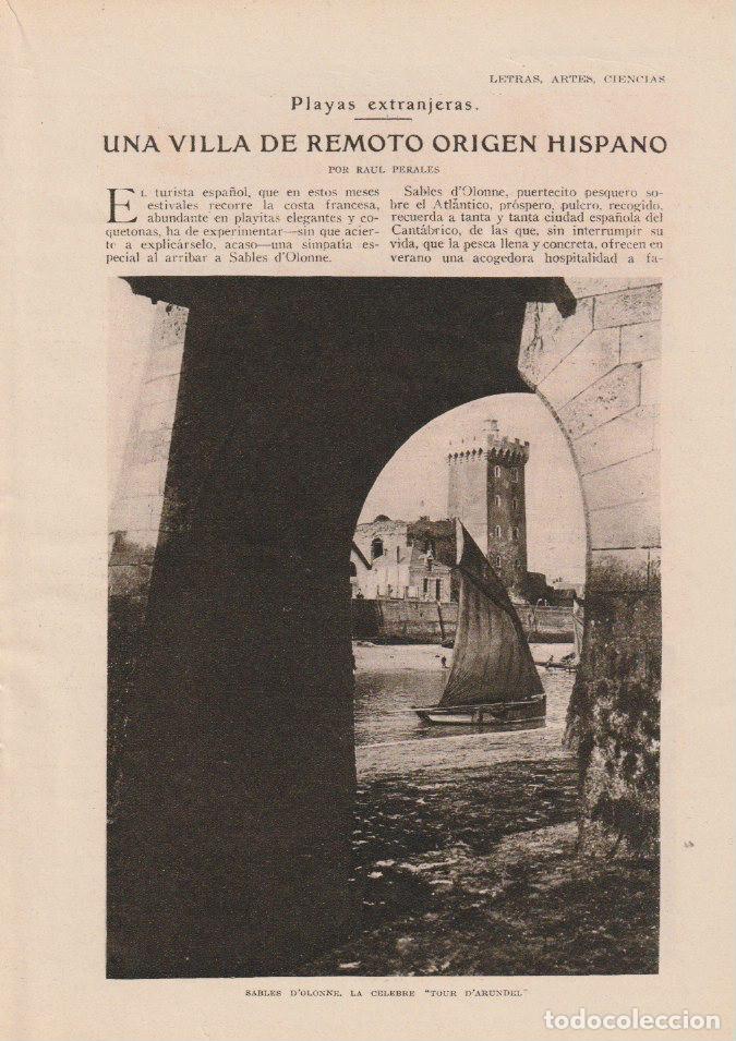 Coleccionismo de Revistas y Peri&oacute;dicos: * LES SABLES D&rsquo;OLONNE, Francia * Una villa de remoto origen hispano / Ra&uacute;l Peral - 1928