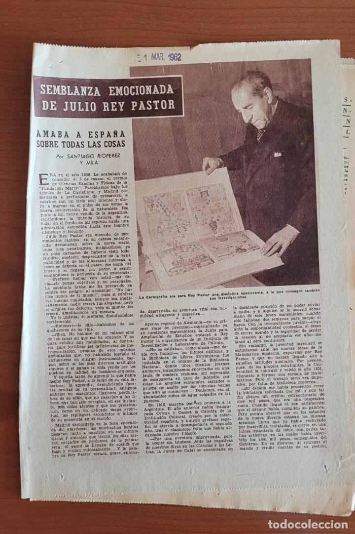 Coleccionismo de Revistas y Peri&oacute;dicos: Recortes ABC 1-3-62, 24-2-62 y 29-3-62. Julio Rey Pastor
