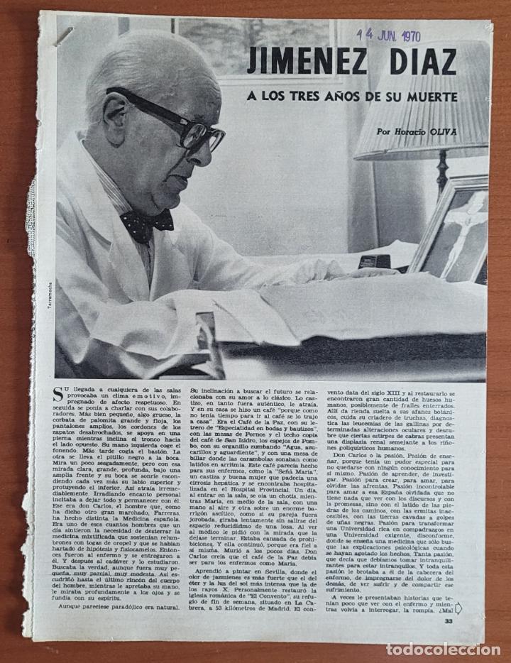 Coleccionismo de Revistas y Peri&oacute;dicos: Recortes ABC 14-6-70 Jim&eacute;nez D&iacute;az a los tres a&ntilde;os de su muerte por Horacio Oliva