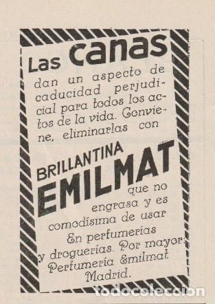Coleccionismo de revistas y peri&oacute;dicos: Publicidad brillantina EMILMAT - 1928