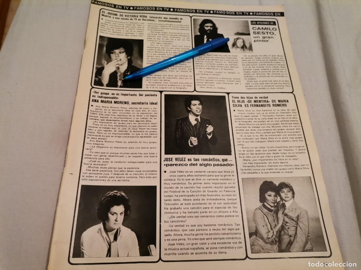 Coleccionismo de revistas y peri&oacute;dicos: CAMILO SESTO, VICTORIA VERA, JOS&Eacute; V&Eacute;LEZ, ANA MARIA MORENO RECORTE REVISTA 1975