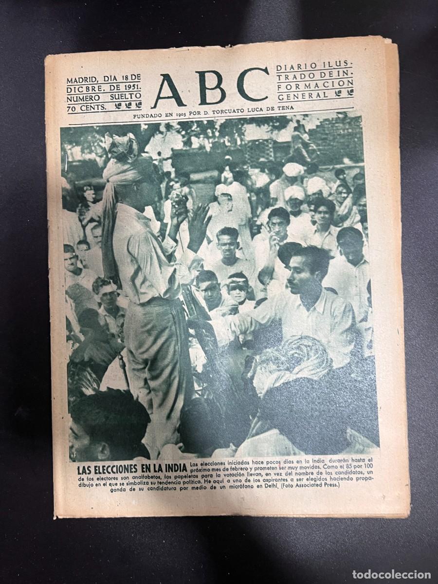 Coleccionismo de Revistas y Peri&oacute;dicos: ABC. DICIEMBRE 1951. N&ordm; 14287. SE INICIAN LAS ELECCIONES EN LA INDIA. LEER