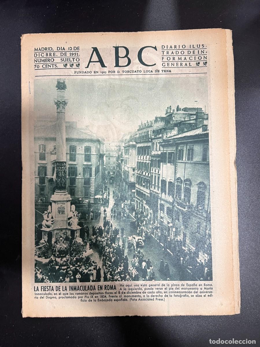 Coleccionismo de revistas y peri&oacute;dicos: ABC. DICIEMBRE 1951. N&ordm; 14282. LA FIESTA DE LA INMACULADA EN ROMA. LEER