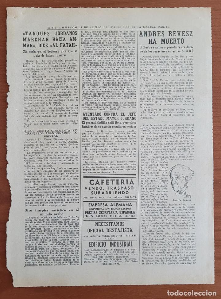 Coleccionismo de Revistas y Peri&oacute;dicos: Recorte ABC 14-6-70 Fallecimiento de Andr&eacute;s Revesz