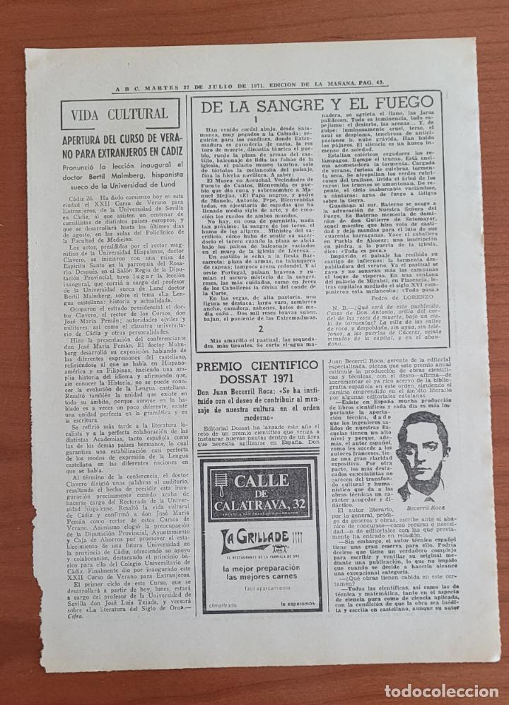 Coleccionismo de Revistas y Peri&oacute;dicos: Recorte ABC 27-7-71, 15-3-748-9-73 y 5-8-71. Vida Cultural, Petrarca, verano C&aacute;diz, Granollers...