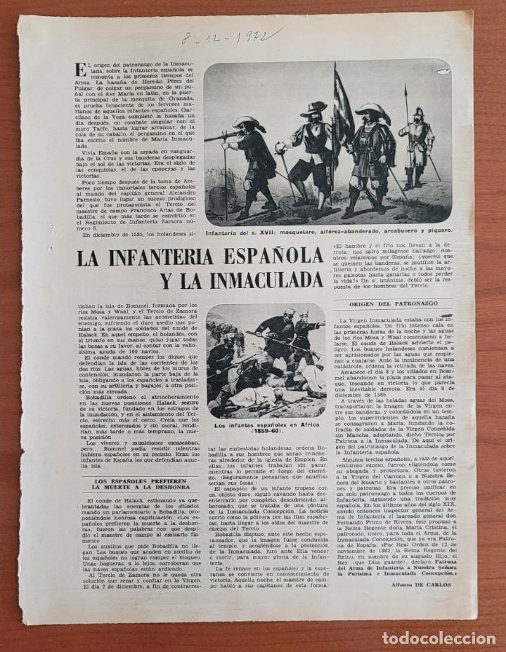 Coleccionismo de Revistas y Peri&oacute;dicos: Recortes ABC 8-12-72 La infanter&iacute;a espa&ntilde;ola y la Inmaculada por Alfonso de Carlos