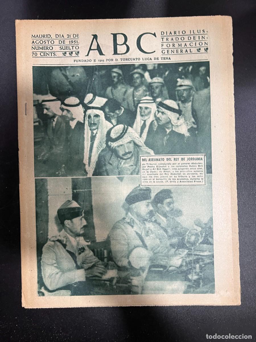 Coleccionismo de Revistas y Peri&oacute;dicos: ABC. AGOSTO 1951. N&ordm; 14185. UN TRIBUNAL JUZGA EL ASESINATO DEL REY DE JORDANIA. LEER