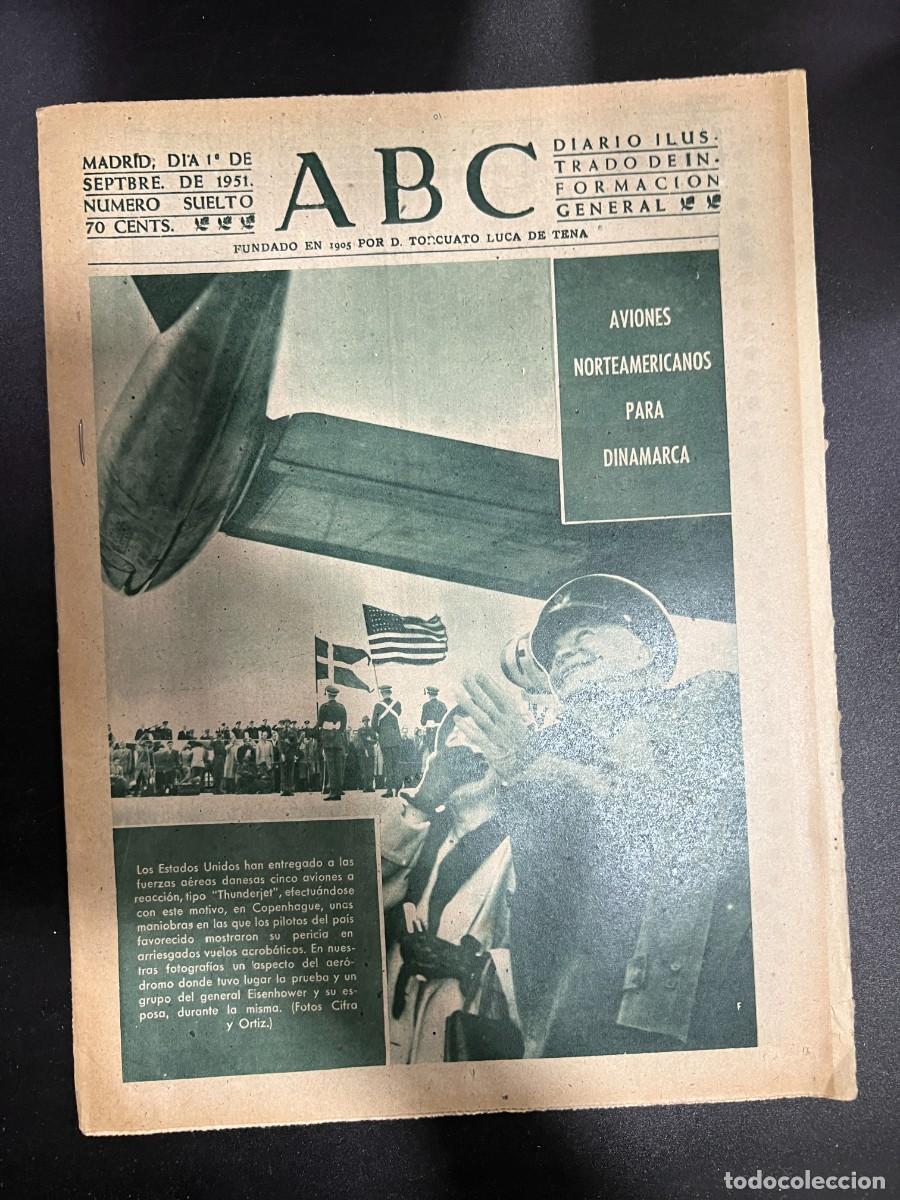 Coleccionismo de Revistas y Peri&oacute;dicos: ABC. SEPTIEMBRE 1951. N&ordm; 14195. AVIACIONES NORTEAMERICANOS PARA DINAMARCA. LEER