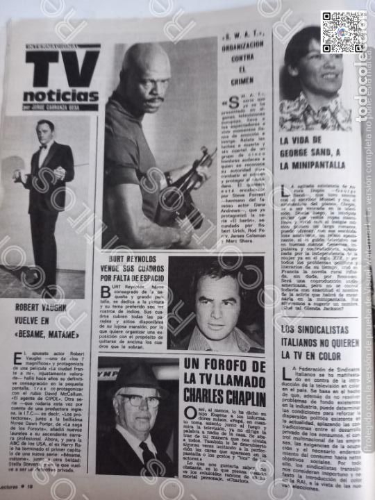 Coleccionismo de Revistas y Peri&oacute;dicos: ROBERT VAUGHN SWAT BURT REYNOLDS CHARLES CHAPLIN