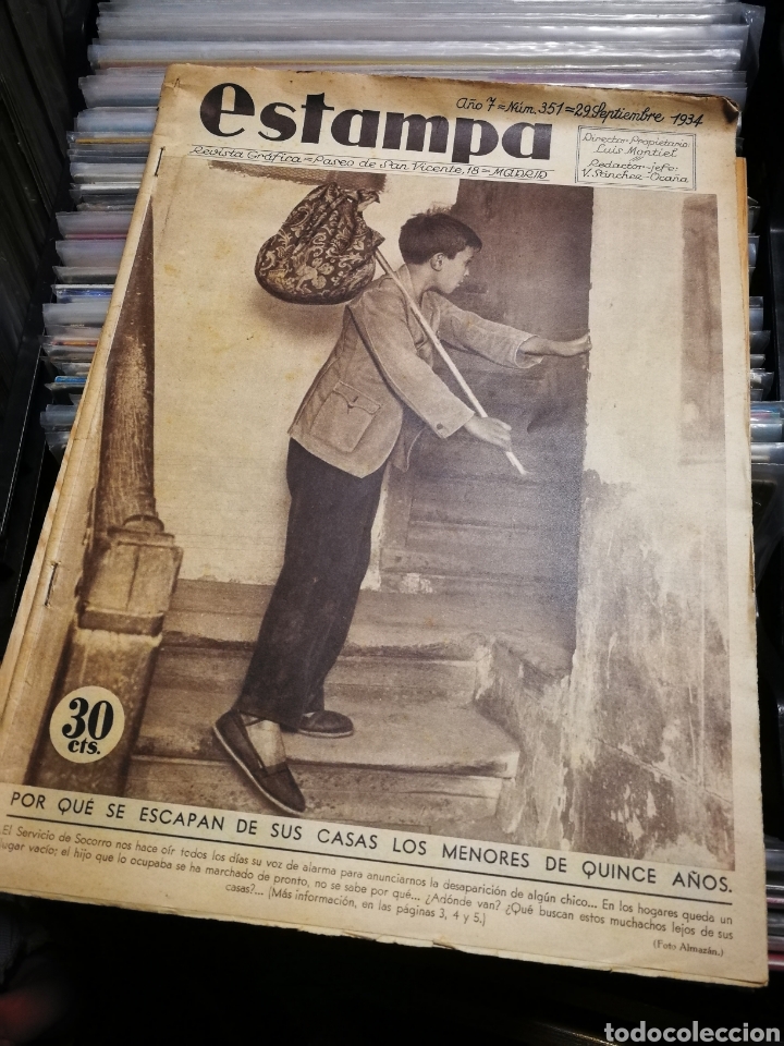 Coleccionismo de Revistas y Peri&oacute;dicos: REVISTA GR&Aacute;FICA ESTAMPA- POR QU&Eacute; SE ESCAPAN DE SUS CASAS LOS MENOS DE 15 A&Ntilde;OS. N&deg;351, 1934.