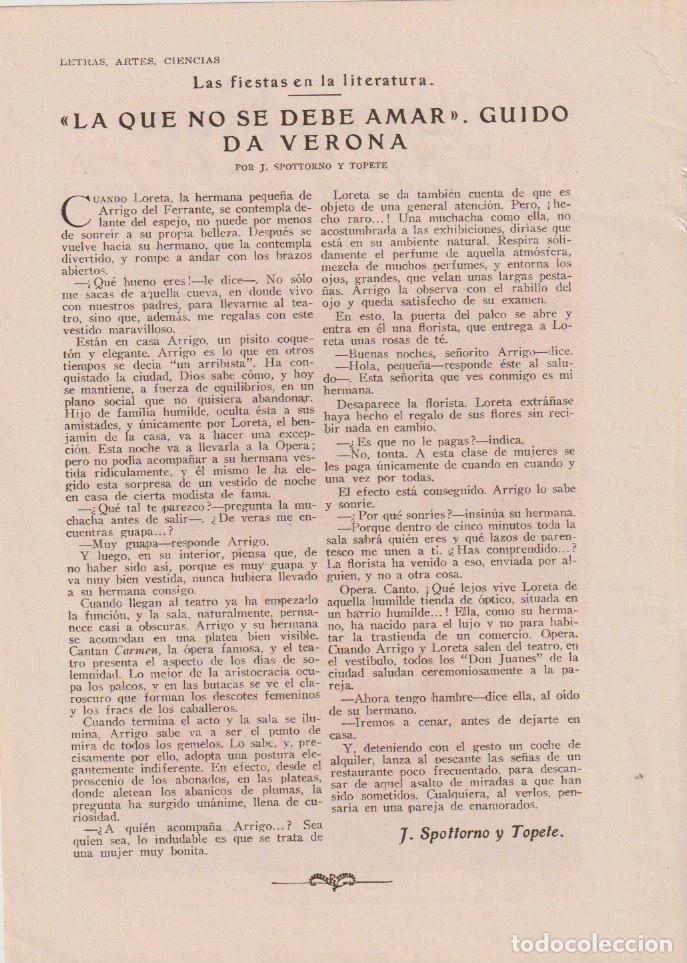 Collezionismo di Riviste e Giornali: Las fiestas en la literatura: que no se debe amar. Guido da Verona / J. Spottorno y Topete -1928