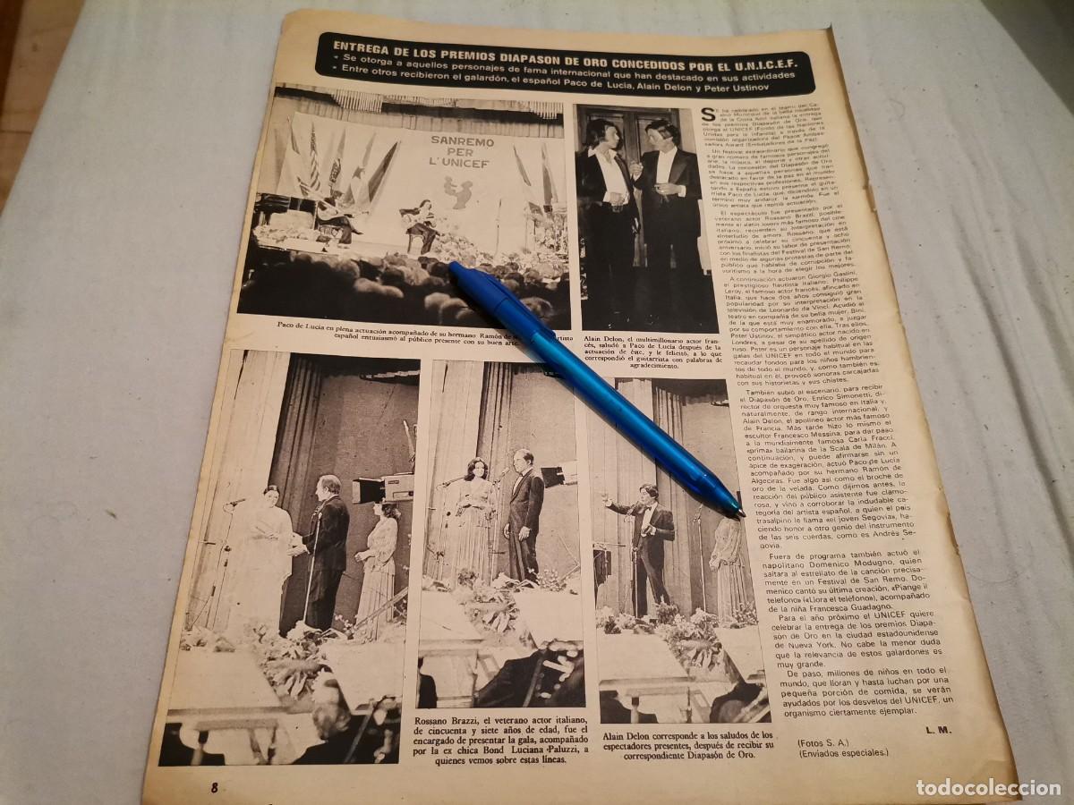 Coleccionismo de revistas y peri&oacute;dicos: PACO DE LUC&Iacute;A, ALAIN DELON Y PETER USTINOV RECORTE REVISTA 1975