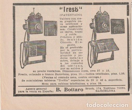 Collezionismo di Riviste e Giornali: Publicidad tablero con mesa plegable para tel&eacute;fonos IRESB - 1928