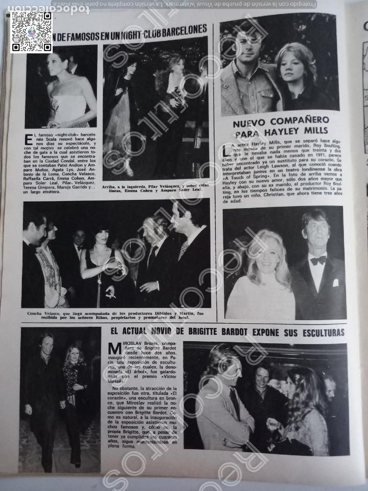 Coleccionismo de Revistas y Peri&oacute;dicos: HAYLEY MILLS PILAR VELAZQUEZ EMMA COHEN AMPARO SOLER LEAL BRIGITTE BARDOT