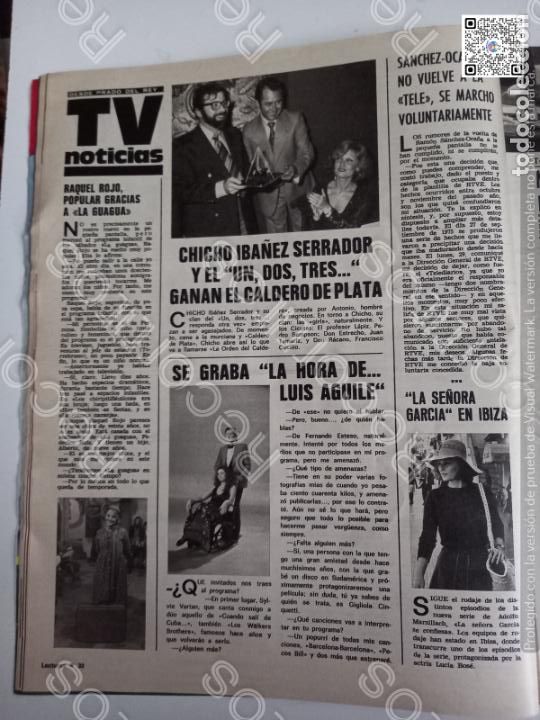 Coleccionismo de Revistas y Peri&oacute;dicos: LUIS AGUILE LUCIA BOSE RAQUEL ROJO UN DOS TRES CHICHO IBA&Ntilde;EZ SERRADOR
