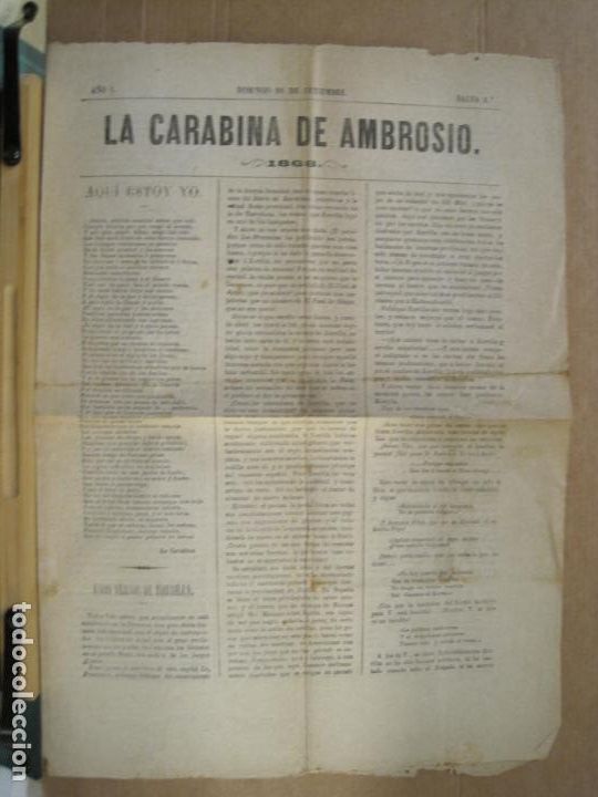 Collection Magazines and Newspapers: LA CARABINA DE AMBORSIO-A&Ntilde;O 1868-NUMERO 1-DOMINGO 20 SEPTIEMBRE-VER FOTOS-(K-7941)