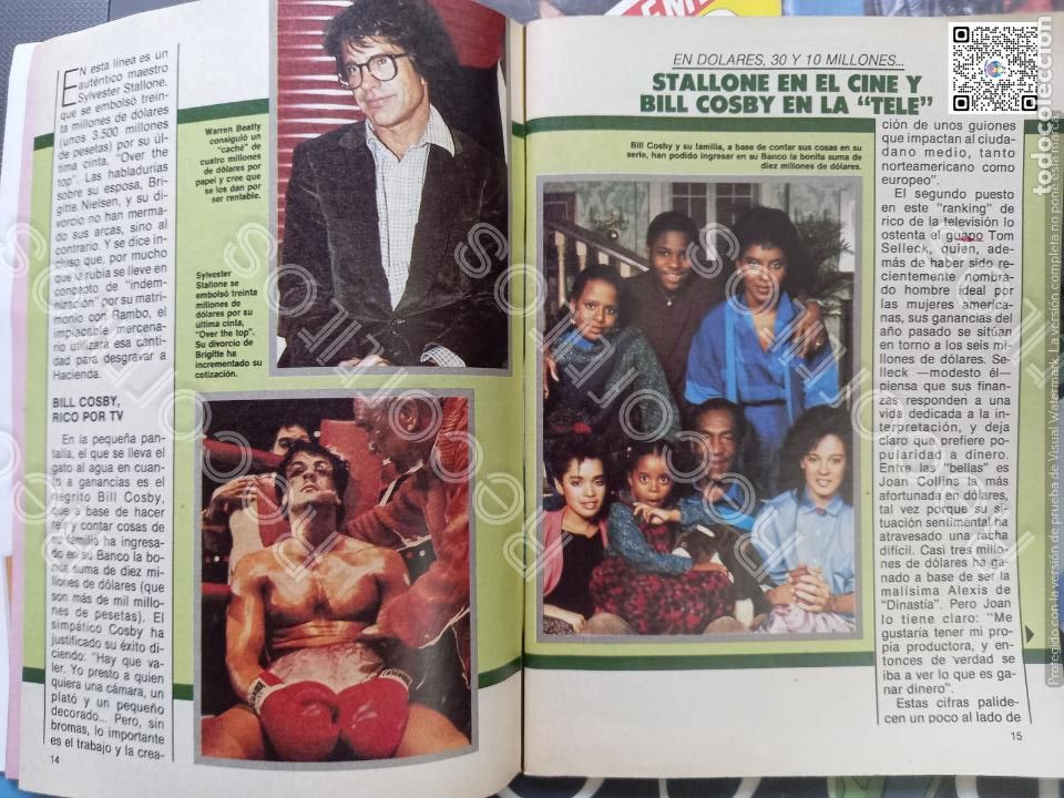 Coleccionismo de Revistas y Peri&oacute;dicos: WARREN BEATTY BILL COSBY SYLVESTER STALLONE