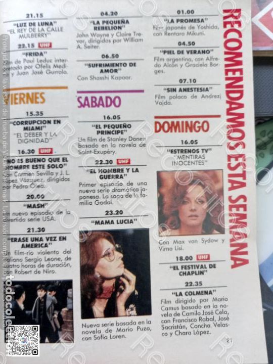 Coleccionismo de Revistas y Peri&oacute;dicos: VIRNA LISI SOFIA LOREN