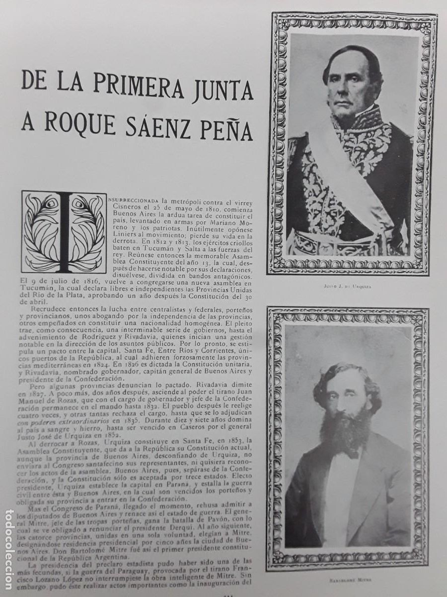 Collection Magazines and Newspapers: DE LA PRIMERA JUNTA A ROQUE SAENZ PE&Ntilde;A ARGENTINA SARMIENTO MITRE 4 HOJAS REVISTA A&Ntilde;O 1913