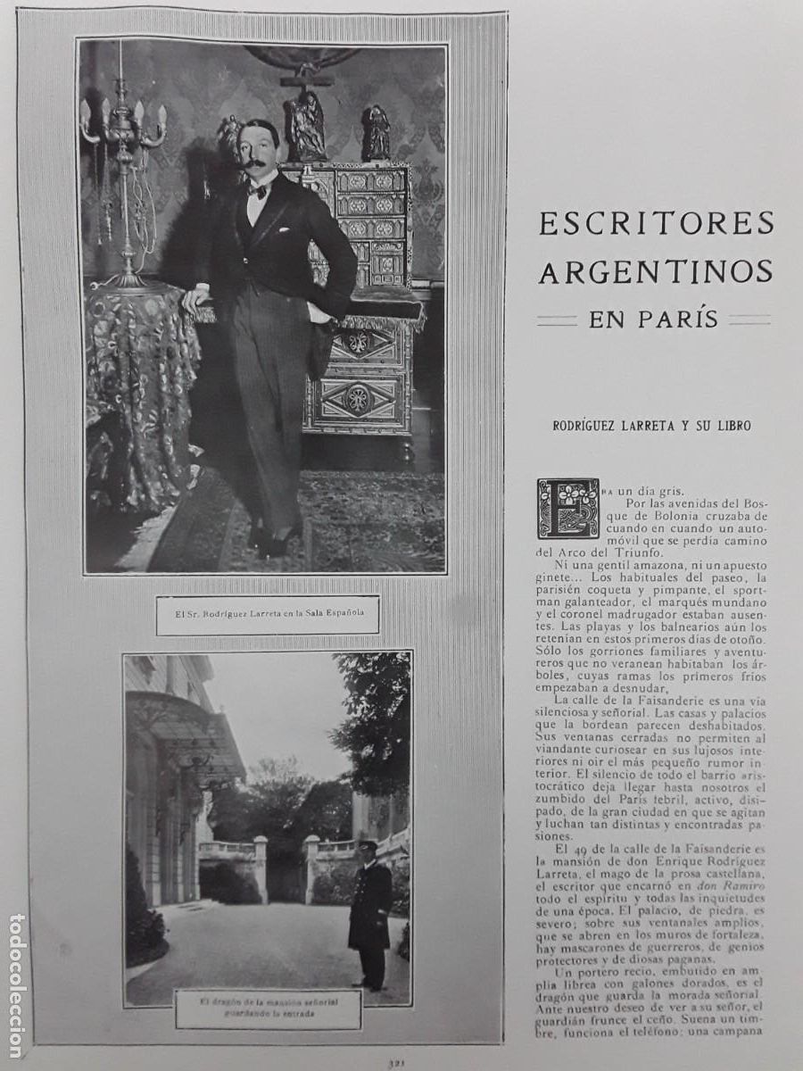 Collection Magazines and Newspapers: ESCRITORES ARGENTINOS EN PARIS RODRIGUEZ LARRAETA PALACIO LEGACION ARGENTINA 4HOJAS REVISTA A&Ntilde;O 1913