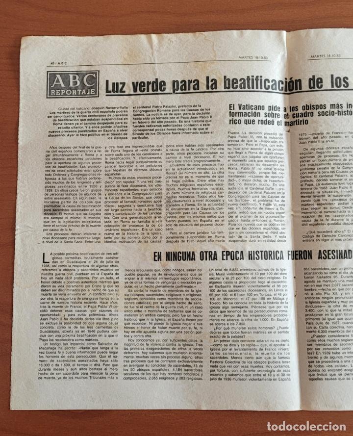 Coleccionismo de Revistas y Peri&oacute;dicos: Recortes ABC 18-10-83 Beatificaci&oacute;n de los m&aacute;rtires de la Guerra Civil