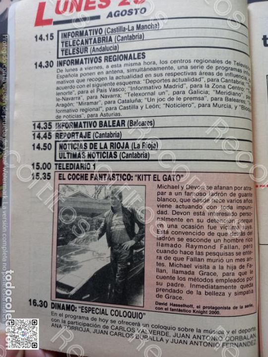 Coleccionismo de Revistas y Peri&oacute;dicos: DAVID HASSELHOFF KIRT EL COCHE FANTASTICO