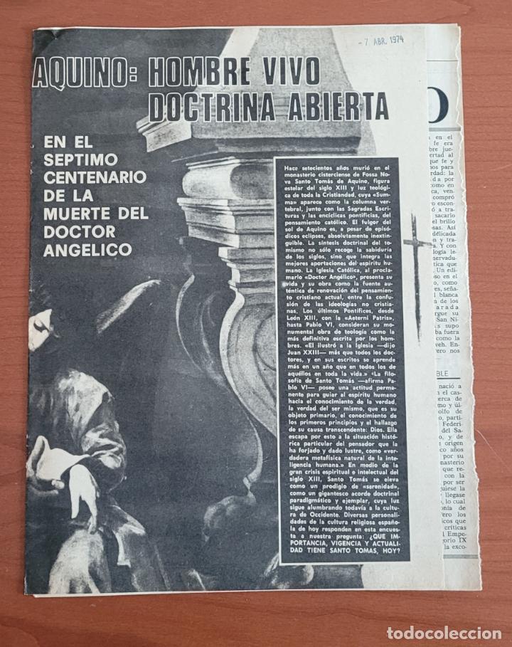 Coleccionismo de Revistas y Peri&oacute;dicos: Recortes ABC 7-4-74 y 3-74 Santo Tom&aacute;s de Aquino
