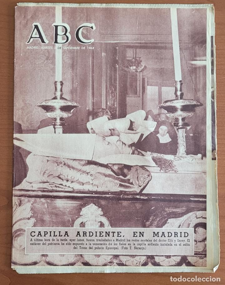 Coleccionismo de Revistas y Peri&oacute;dicos: Recortes ABC 1, 3, 4 y 5 de sep de 63. Fallecimiento del Patriarca de las Indias y Obispo de Madrid