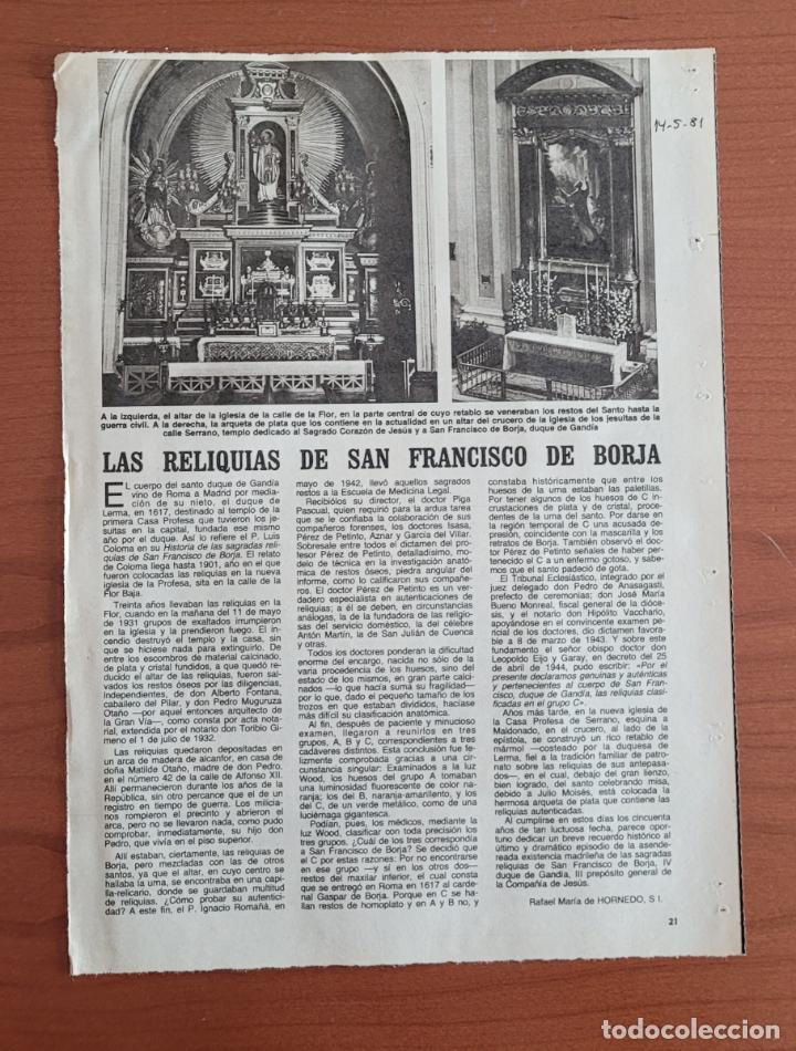 Coleccionismo de Revistas y Peri&oacute;dicos: Recorte ABC 14-5-81 Reliquias de San Francisco de Borja