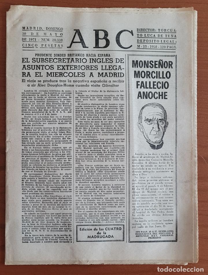 Coleccionismo de Revistas y Peri&oacute;dicos: Recortes ABC 20-5-71, 1 y 2-6-71 Fallecimiento de Monse&ntilde;or Morcillo y ceremonial de las exequias