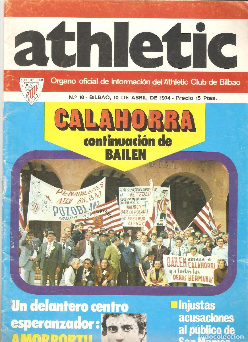 Coleccionismo de revistas y peri&oacute;dicos: ATHLETIC. ORGANO OFICIAL DE INFORMACION. A&Ntilde;O 1974 NUMERO 16 CON POSTER DE ROJO II
