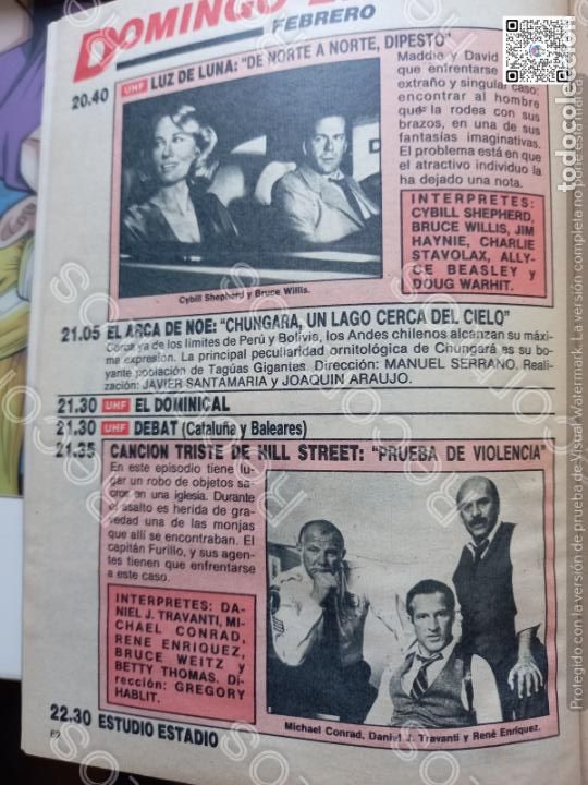 Coleccionismo de Revistas y Peri&oacute;dicos: luz de luna bruce willis cybil shepherd CANCION TRISTE DE HILL STREET