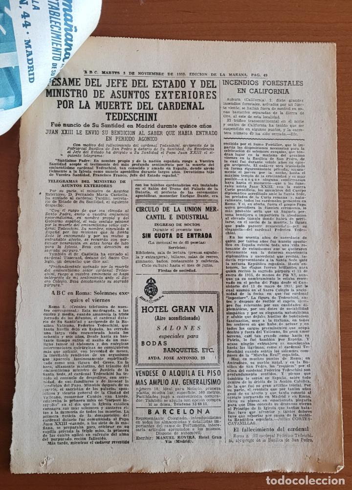 Coleccionismo de Revistas y Peri&oacute;dicos: Recortes ABC 3-11-59 P&eacute;same de Franco por la muerte del Cardenal Tedeschini