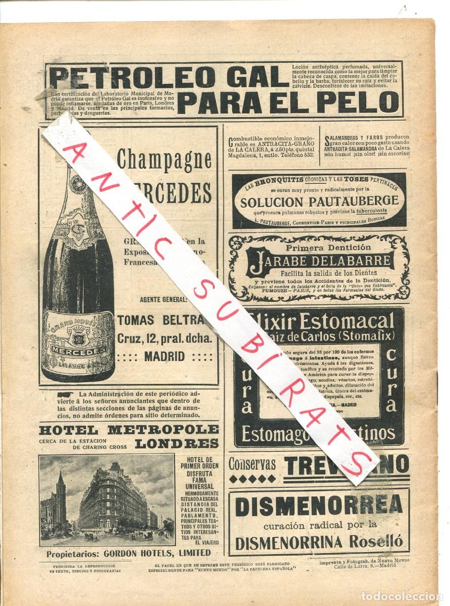 Coleccionismo de revistas y peri&oacute;dicos: REVISTA 1908 CHAMPAGNE MERCEDES DE LALANNE SOMONTANO BARBASTRO HOTEL WASHINGTON DE GRANADA TURISMO