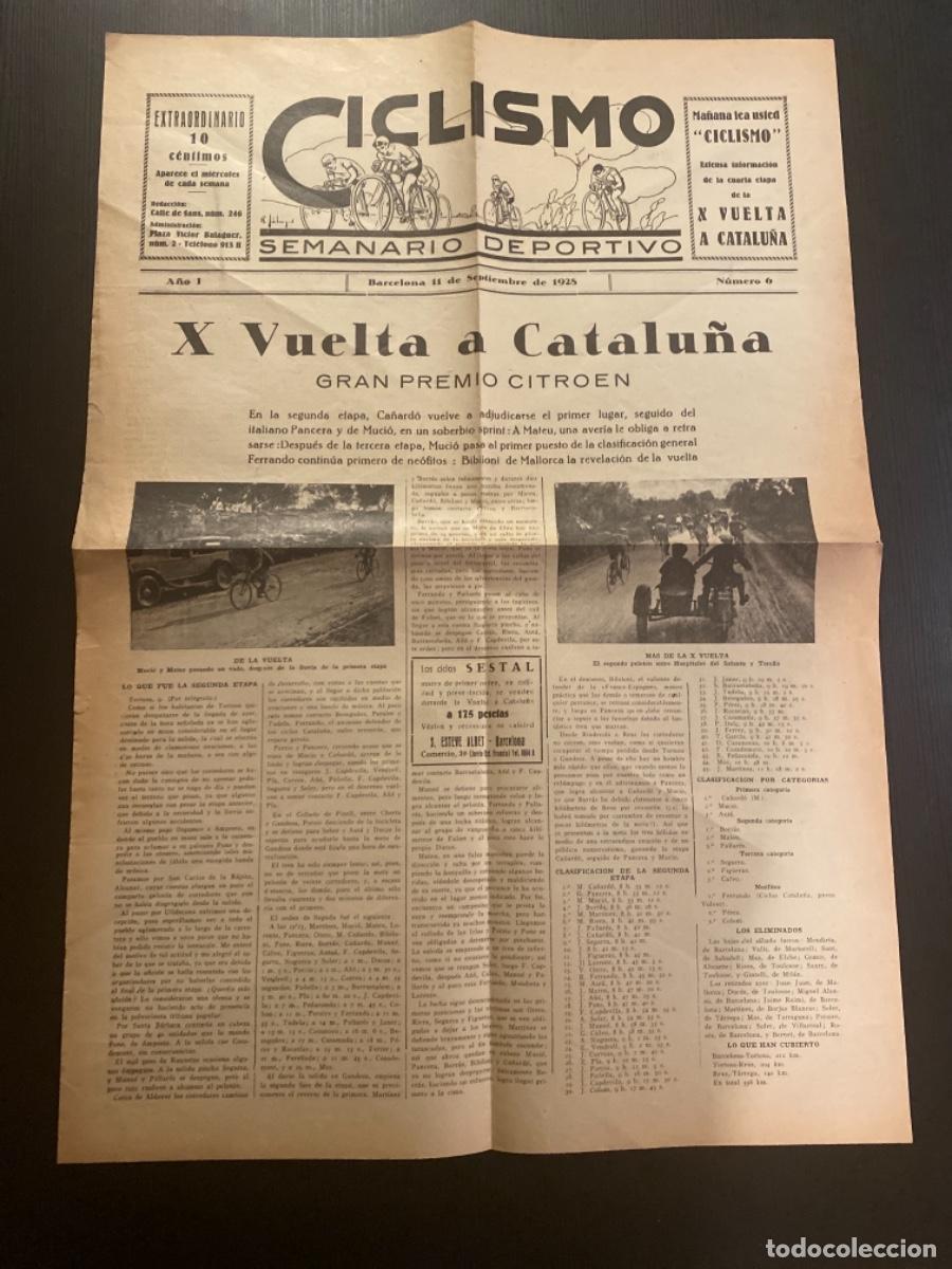 Coleccionismo de Revistas y Peri&oacute;dicos: Peri&oacute;dico portada semanario deportivo Ciclismo 11 septiembre 1928 X vuelta a Catalu&ntilde;a